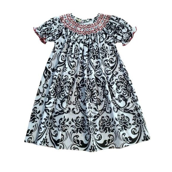 Le' Za Me Bishop Smocked Black and White Dress Size 2T - Picture 2 of 7